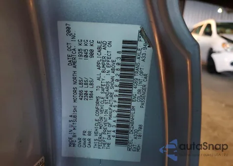 2008 Mitsubishi Eclipse Spyder Gs z USA, uszkodzony, nr VIN 4A3AL25F98E028038